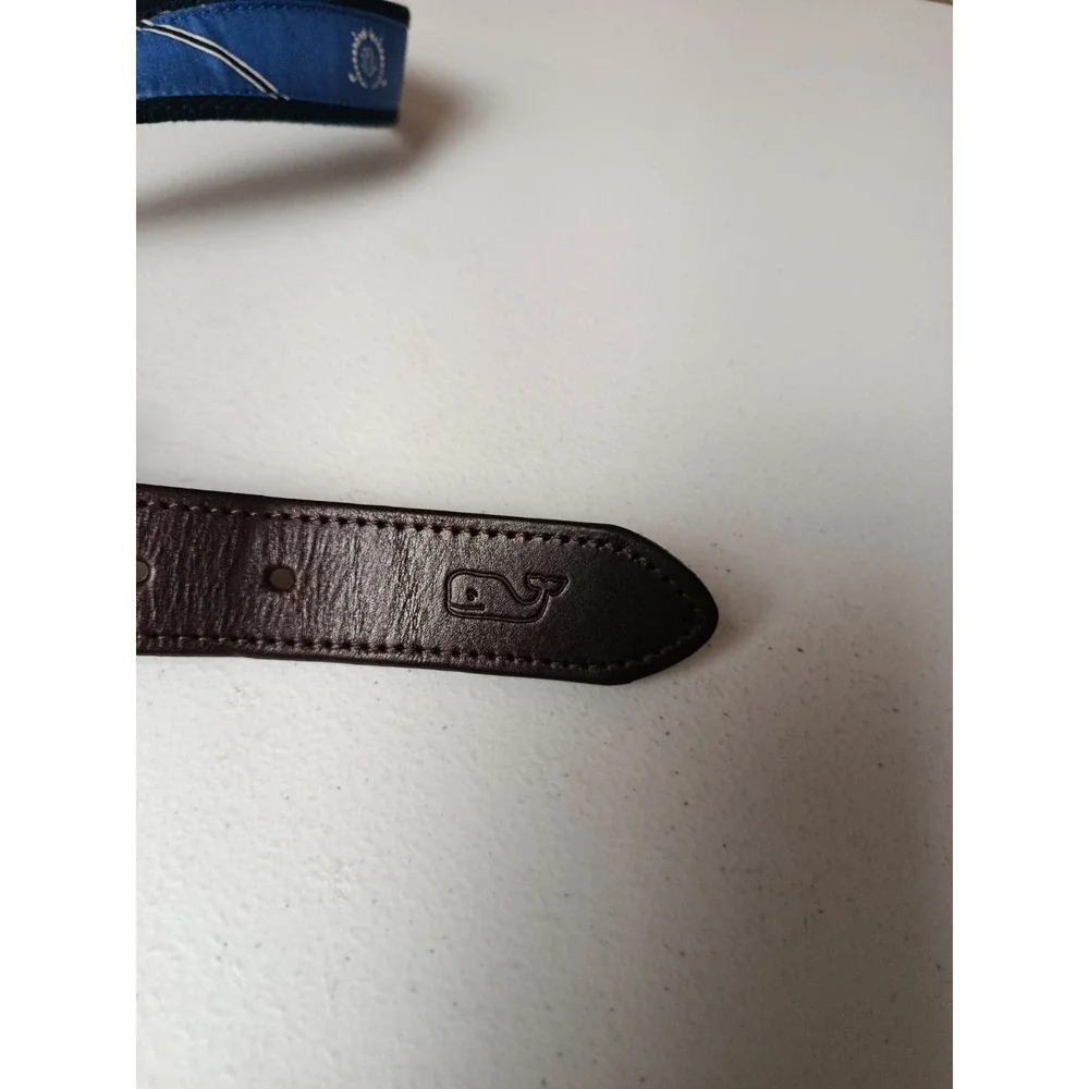 Manufacturers Golf Country Vineyard Vines LEATHER Ribbon Belt 40 Blue